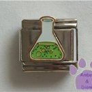Scientific Flask Italian Charm with green glitter contents
