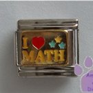 I Love (red heart) Math Italian Charm on gold tone