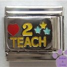 Love (red heart) 2 TEACH Italian Charm on silver tone