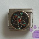 Atomic Energy Symbol Italian Charm on a black glitter disc