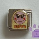 Happy Smiley Face Italian Charm on yellow glitter enamel