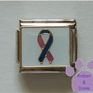 Pink and Blue Ribbon Italian Charm for Infant Loss Awareness