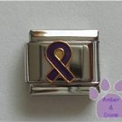 Purple Ribbon Italian Charm Domestic Violence or Animal Abuse