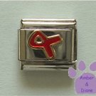 Red Ribbon Italian Charm for AIDS Awareness