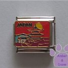 JAPAN Italian Charm on a red background with a Pagoda