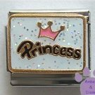 Pink Crown Princess on white glitter Italian Charm
