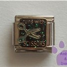 runs with SCISSORS Italian Charm blue scissors