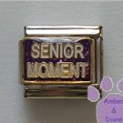 SENIOR MOMENT Italian Charm on a purple glitter enamel backgroun