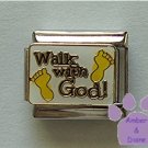 Walk with God Italian Charm with footprints on white enamel