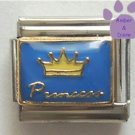 Yellow Crown Princess on Blue Background Italian Charm