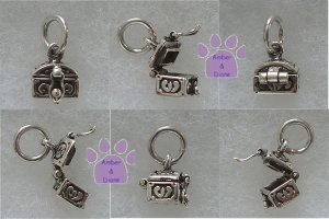 Small Treasure Chest Sterling Silver Pendant hinged lid opens charm