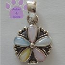 Multi-Color Mother of Pearl Flower Sterling Silver Pendant