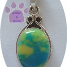 Genuine Oval Gaspeite Sterling Silver Pendant