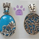 Genuine Turquoise Howlite Sterling Silver Flower Pendant reversible