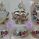 Mother of Pearl Sterling Silver Heart Pendant reversible - multi-gemstone