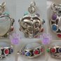 Mother of Pearl Sterling Silver Heart Pendant reversible - multi-gemstone