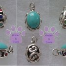 Turquoise Silver Pendant reversible - multi-gemstone