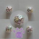 Multi-Colored Epoxy Flowers Sterling Silver Slider or Bead