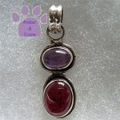 Amethyst and Garnet Sterling Silver Pendant Cabachon Gemstones charm