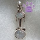 Genuine Rainbow Moonstone Sterling Silver Pendant hinged lower section charm