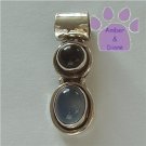 Onyx and Blue Agate Sterling Silver Pendant charm