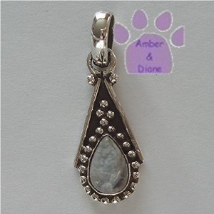 Teardrop Rainbow Moonstone Sterling Silver Pendant charm