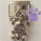Doublesided Dangle Teddy Bear Italian Charm in silvertone