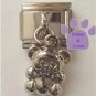 Doublesided Dangle Teddy Bear Italian Charm in silvertone
