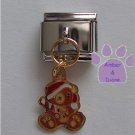 Teddy Bear Dangle Italian Charm in a Santa hat