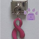 Pink Ribbon Dangle Italian Charm for Breast Cancer Awareness