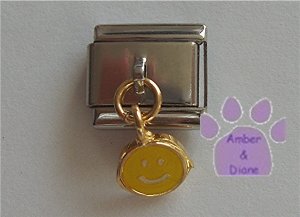 Yellow Smiley Face Dangle Italian Charm Happy Face