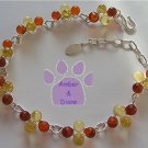 Cognac and Lemon Amber Sterling Silver Bracelet round amber drop