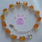 Honey Amber Sterling Silver Bracelet rectangular amber links