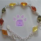 Honey, Cognac, Green and Lemon Amber Sterling Silver Bracelet