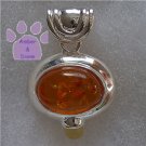 Cognac and Lemon Amber Oval Sterling Silver Pendant charm