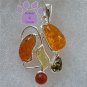 Honey, Lemon, Green and Cognac Amber Sterling Silver Pendant charm