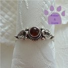 Amber Sterling Silver Ring with leaf design size 8
