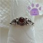Amber Sterling Silver Ring with leaf design size 8
