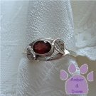 Garnet Sterling Silver Ring with leaf design size 9