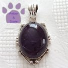 Amethyst Large Oval Sterling Silver Pendant in a beaded frame charm