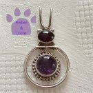 Amethyst Round and Garnet Oval Sterling Silver Pendant charm