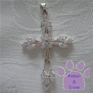 Cross Sterling Silver Large Pendant with Marquise Cubic Zirconia