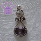 Amethyst Oval Sterling Silver Pendant in a simple frame
