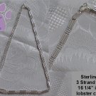 Sterling Silver Bead and Tube Chain 16 inches -3 strands- Italy