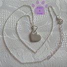 Sterling Silver Fine Curb Chain 18 inches Double Hearts