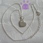 Sterling Silver Fine Curb Chain 18 inches Double Hearts