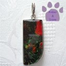 Dichroic Glass Sterling Silver Pendant green and orange
