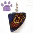 Dichroic Glass Sterling Silver Pendant purple, copper, gold