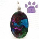 Dichroic Glass Sterling Silver Pendant turquoise, magenta, green