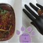 Dichroic Glass Sterling Silver Ring copper, yellow, green sz 8.5